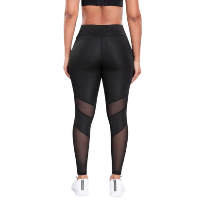Solid Contrast Mesh Pocket Fitness Leggings