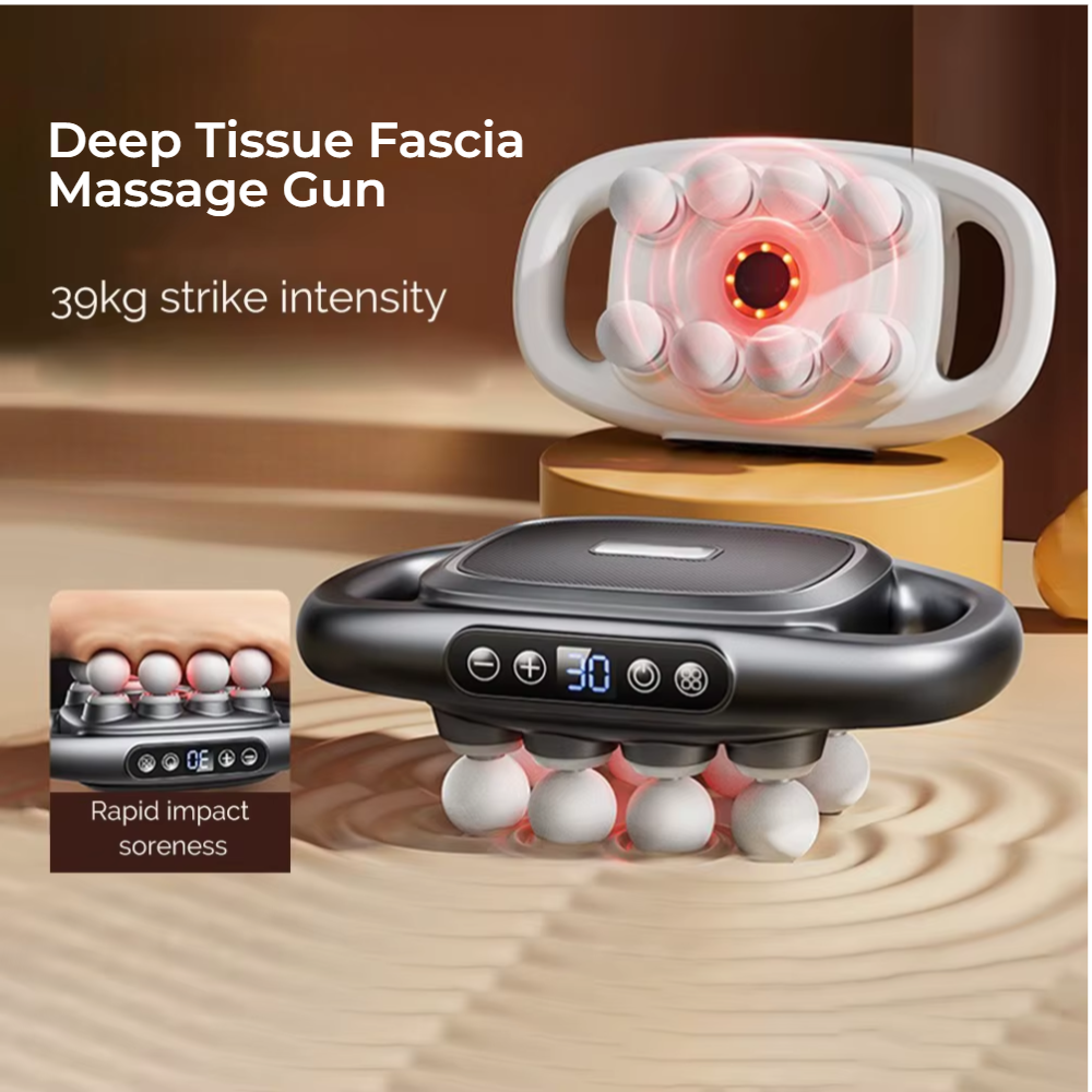 PowerPulse 8X – Deep Tissue Fascia Massage Gun with 8 Heads, 30 Speeds & Red Light Therapy